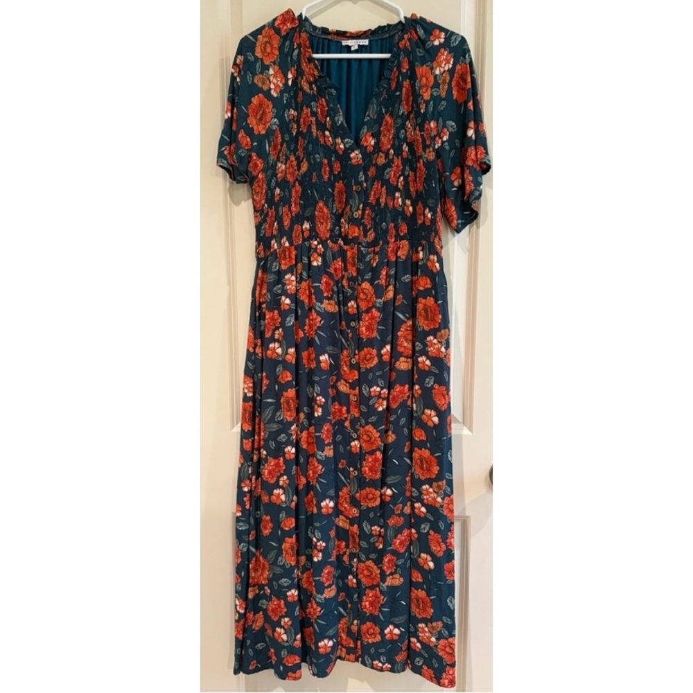 🌹Baltic Born Midi Style Floral Dress in Teal and Red🌹 - Picture 3 of 5